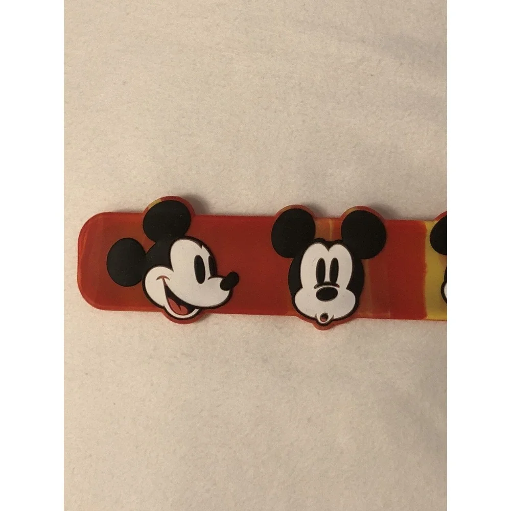 NEW Disney Parks Mickey Mouse Red‎ & Yellow Slap Bracelet Many Faces of Mickey